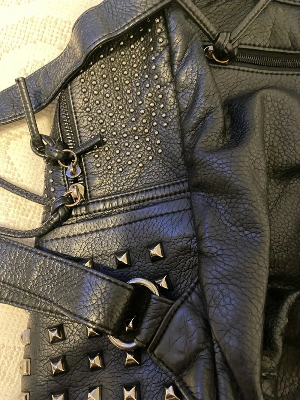 Black Studded Women's Mini Backpack - Trendy Rock-Chic Style